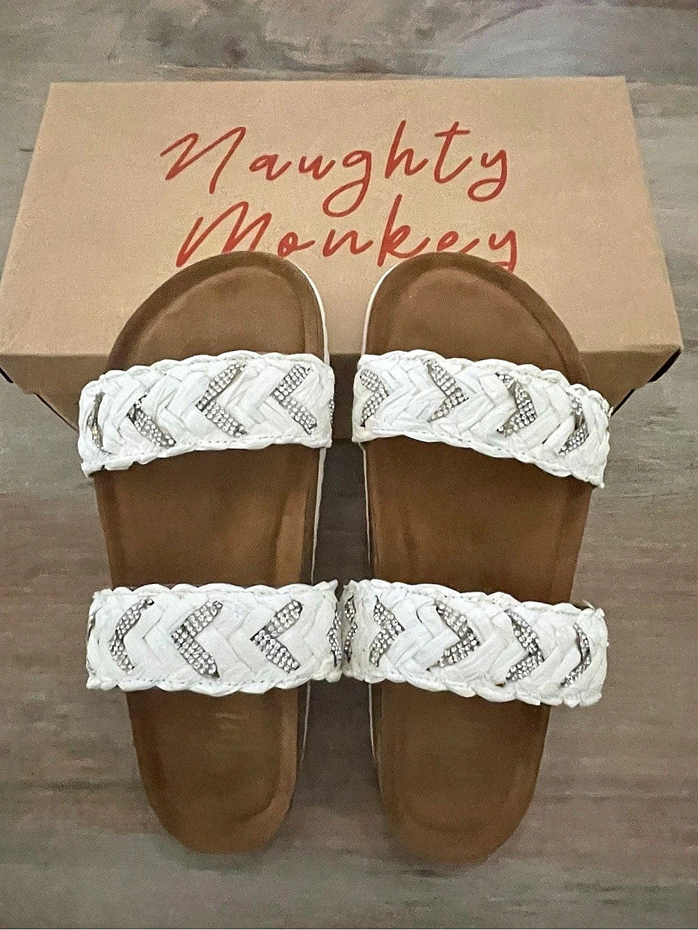 Naughty Monkey Fia Women's White Braided Slide Sandals US 9 New